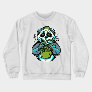 Panda playing bamboo flute Crewneck Sweatshirt